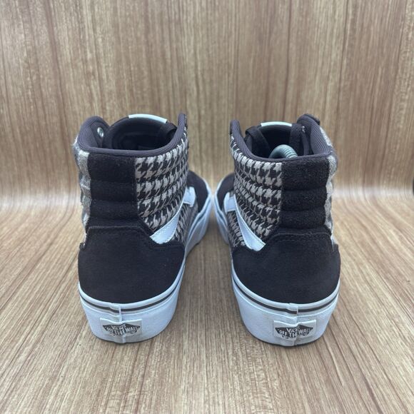 VANS WOMENS FILMORE HI PLAID SHOES SIZE 9.5 Brown Beige Suede Sneakers - Picture 4 of 8